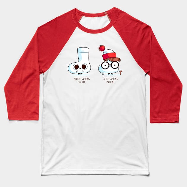 Before and After Washing Machine Baseball T-Shirt by Naolito